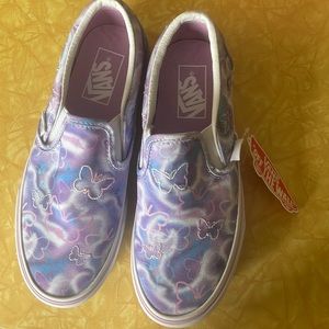 NWT: Vans platform slip-ons in “Butterfly Dream”.